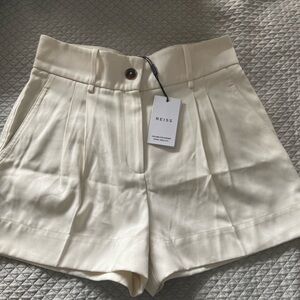 Reiss High Waist Cream Shorts